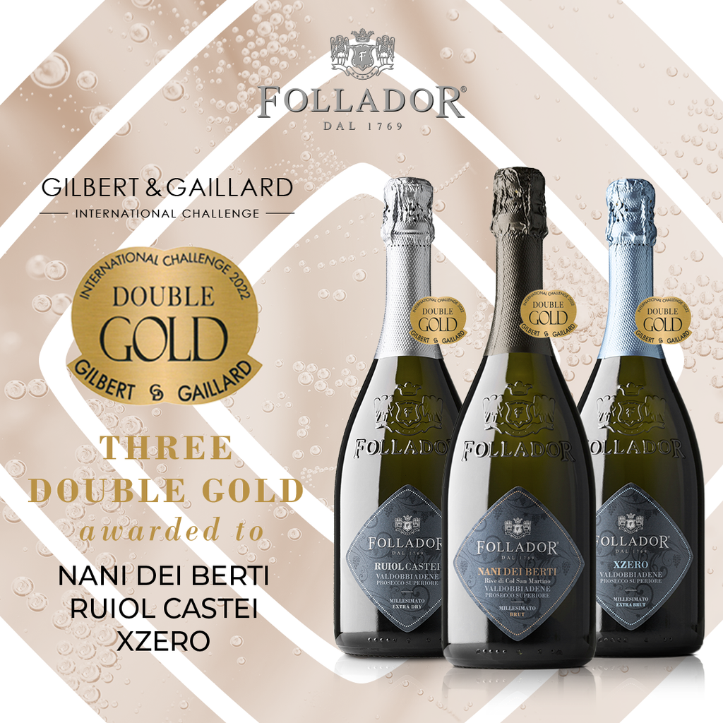 PROSECCO FOLLADOR: TRE MEDAGLIE 'DOPPIO ORO'
